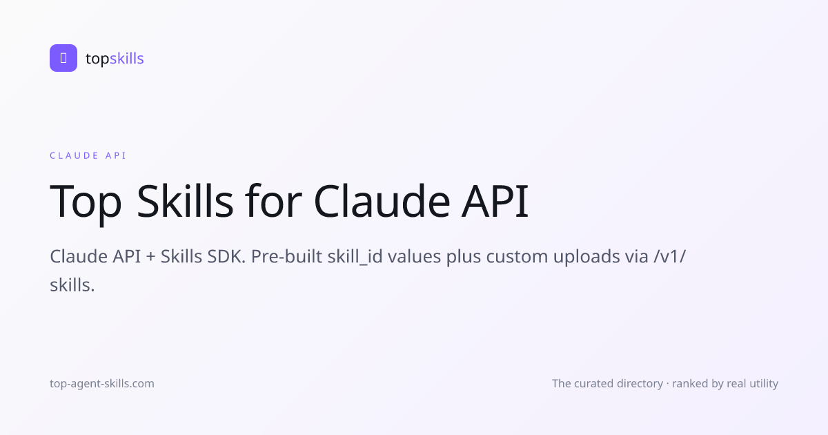Top Skills for Claude API · Top Agent Skills